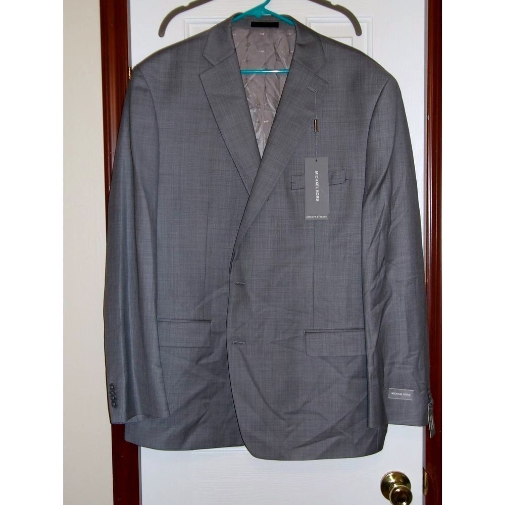 MICHAEL KORS Mens Light Grey Airsoft‎ Stretch Wool Blend Jacket Blazer 50 Long